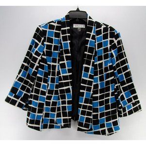 VINTAGE Kasper Jacket 18 Blazer Open Shoulder Pads Career Colorful